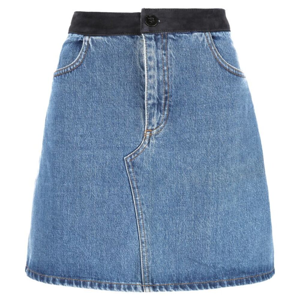 Victoria Beckham Contrast Mini Denim Skirt in Blue Cotton